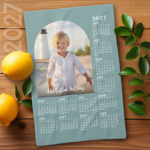 2027 Kalender mit Foto - Moderne Architektur Geschirrtuch