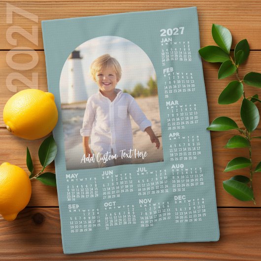 2027 Kalender mit Foto - Moderne Architektur Geschirrtuch
