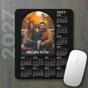 2027 Kalender mit Foto - Volles Jahr Schwarz Mousepad