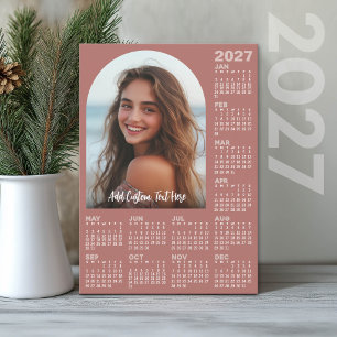 2027 Kalender mit Foto - Volles Jahr Terra Cotta Feiertagskarte