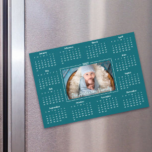 2027 Kalender mit individuellem Familienfoto in Bl Magnetkarte
