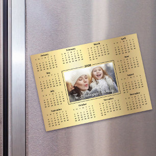 2027 Kalender mit individuellem Foto Goldfolie Fam Magnetkarte