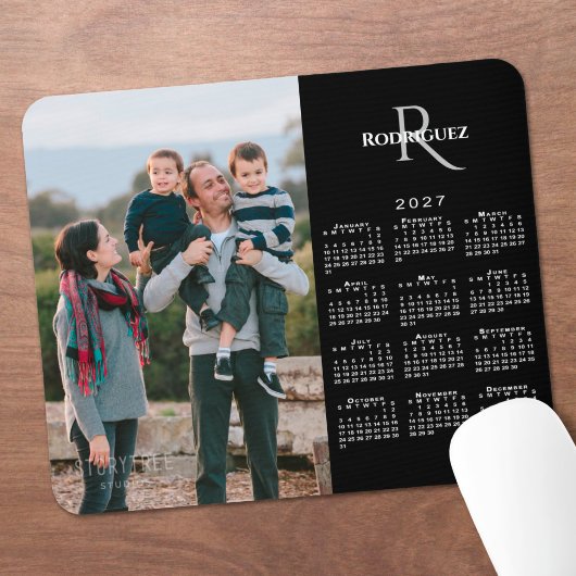 2027 Kalender mit individuellem Foto, Monogramm un Mousepad