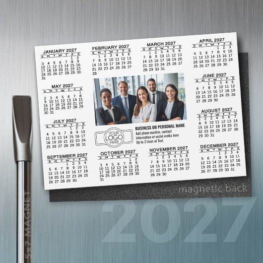 2027 Kalender mit Logo Kontaktinfo MAGNET