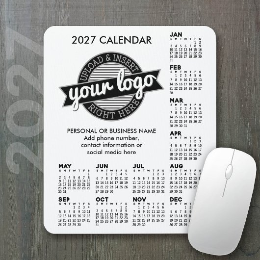 2027 Kalender mit Logo Kontaktinformationen Mousepad