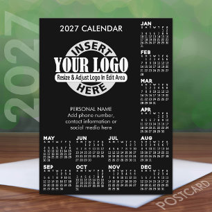 2027 Kalender mit Logo Kontaktinformationen Postkarte