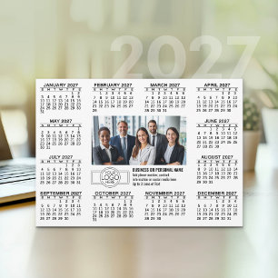 2027 Kalender mit Logo Kontaktinformationen Weiß Feiertagskarte