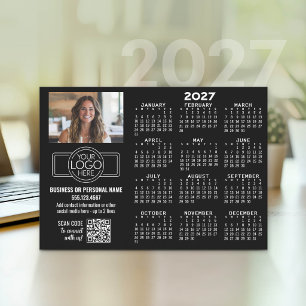 2027 Kalender mit Logo, QR-Code, Foto SCHWARZ Feiertagskarte