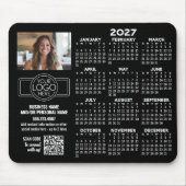 2027 Kalender mit Logo, QR-Code, Foto SCHWARZ Mousepad (Vorne)