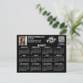2027 Kalender mit Logo, QR-Code, Foto SCHWARZ Postkarte (Stehend Vorderseite)