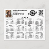 2027 Kalender mit Logo, QR-Code, Foto SCHWARZ Postkarte (Vorderseite)