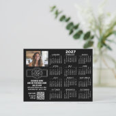 2027 Kalender mit Logo, QR-Code, Foto SCHWARZ Postkarte (Stehend Vorderseite)