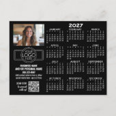 2027 Kalender mit Logo, QR-Code, Foto SCHWARZ Postkarte (Vorderseite)