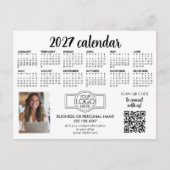 2027 Kalender mit Logo, QR-Code, Foto Weiß Postkarte (Vorderseite)