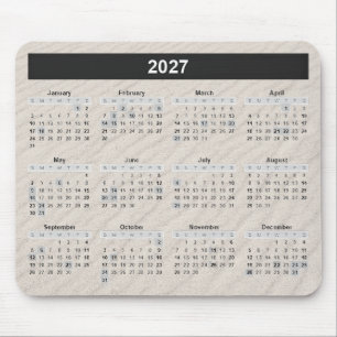 2027 Kalender mit Strand Sand Hintergrund Mousepad