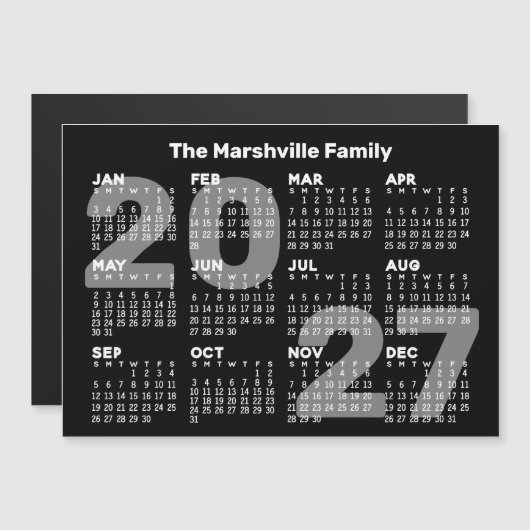 2027 Kalender mit Zusatxt - Magnetkarte (Vorne/Hinten)