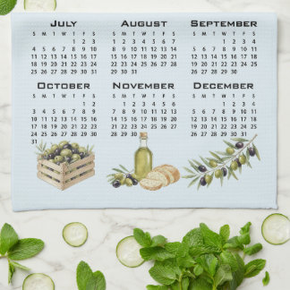 2027 Kalender, Mittelmeer Oliven, Blau Geschirrtuch
