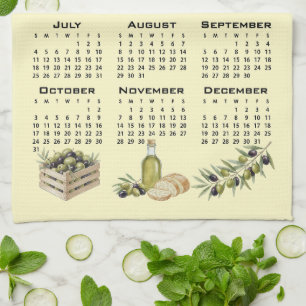 2027 Kalender, Mittelmeer Oliven, Gelb Geschirrtuch