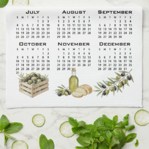 2027 Kalender, Mittelmeer Oliven, Weiß Geschirrtuch