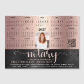 2027 Kalender Notar Pink Schwarz QR-Code Magnet (Vorderseite)