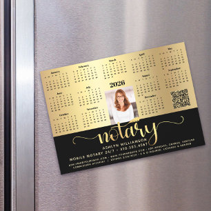 2027 Kalender Notar Schwarz Gold QR-Code Magnet