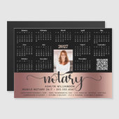 2027 Kalender Notar Schwarz Pink QR-Code Magnet (Vorne/Hinten)