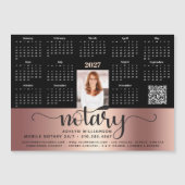 2027 Kalender Notar Schwarz Pink QR-Code Magnet (Vorderseite)