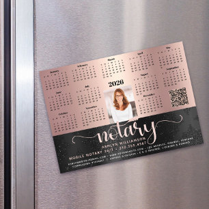 2027 Kalender Notar Schwarz Rosa QR-Code Magnet