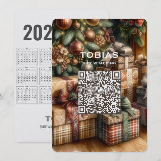 2027 Kalender QR Code Weihnachtskarte Feiertagskarte