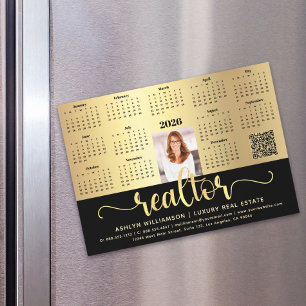2027 Kalender Realtor Schwarz Gold QR-Code-Magnet Magnetkarte