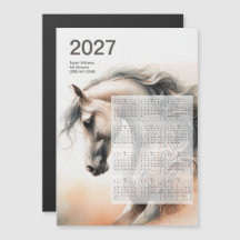 2027 Kalender Reitsport Pferd Kunst Magnetkarte