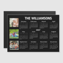 2027 Kalender Schwarz Weiß Foto Collage Magnet