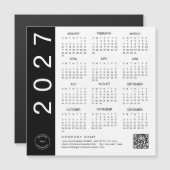 2027 Kalender Schwarzer Text QR-Code Firmenlogo Magnetkarte (Vorne/Hinten)