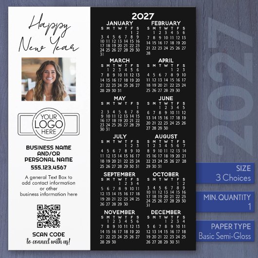 2027 Kalender Vollblatt - Logo, QR-Code, Foto