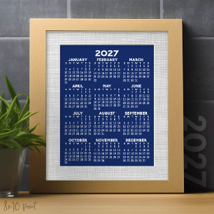 2027 Kalender - Volljahresansicht vertikal - Blau Fotodruck