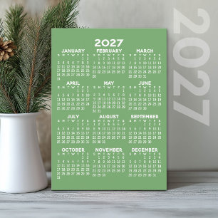 2027 Kalender - Vollständiges Jahr Basic - Flaches Feiertagskarte