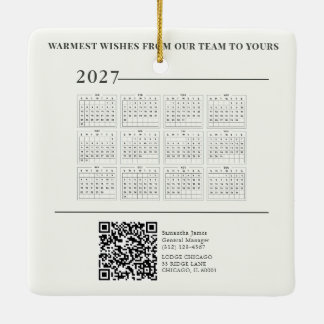 2027 Kalender Weihnachts-Cottage QR-Code Geschäft Keramikornament