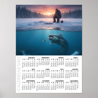 2027 Kalender, Wels, Eisangeln / Fische Poster