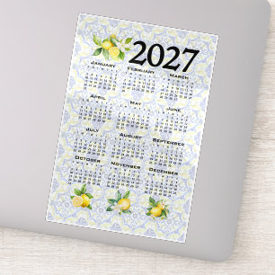 2027 Kalender Zitronen Italienische Mediterrane Fl Aufkleber