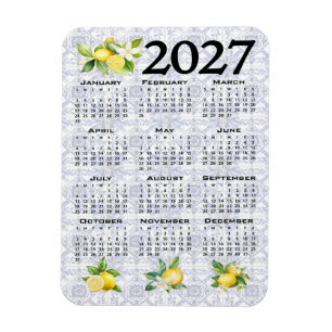 2027 Kalender Zitronen Italienische Mediterrane Fl Magnet