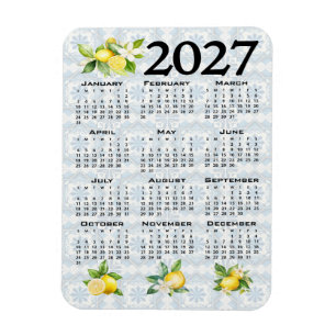 2027 Kalender Zitronen Italienische Mediterrane Fl Magnet