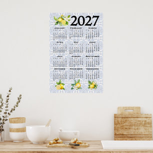 2027 Kalender Zitronen Italienische Mediterrane Fl Poster