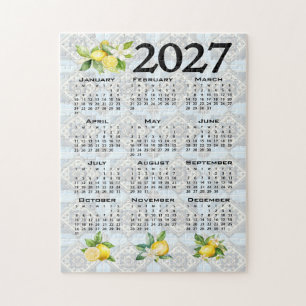 2027 Kalender Zitronen Italienische Mediterrane Fl Puzzle