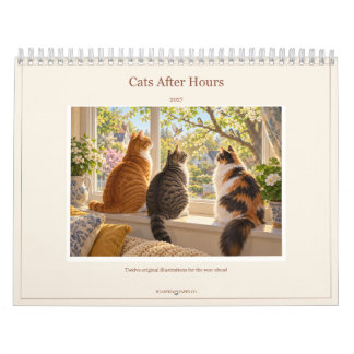 2027 Katzen Nach Stunden Illustrierter Katzenkalen Kalender