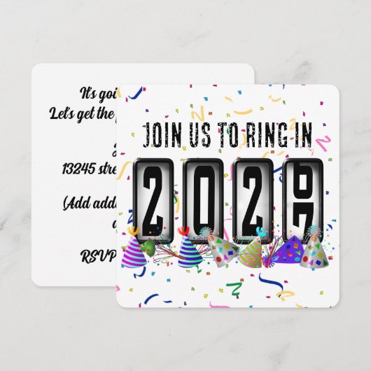 2027 Kilometerstand Neujahrsparty Einladung (Vorne/Hinten)