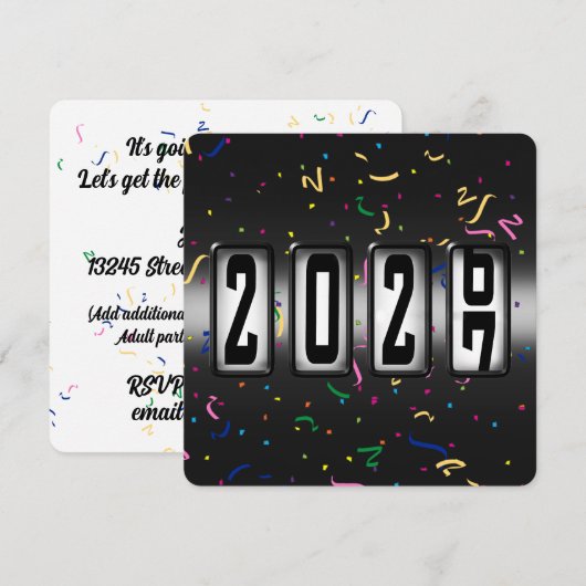 2027 Kilometerstand Neujahrsparty Einladung (Vorne/Hinten)