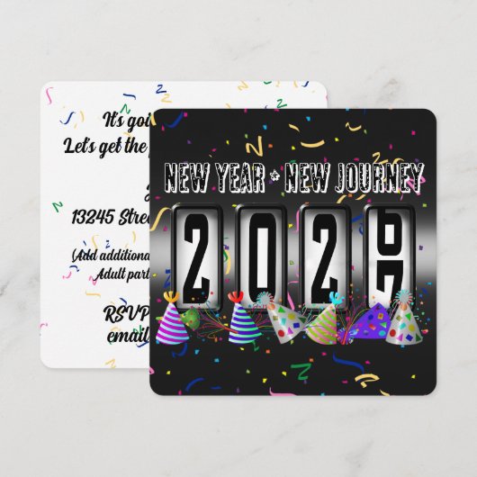 2027 Kilometerstand Neujahrsparty Einladung (Vorne/Hinten)