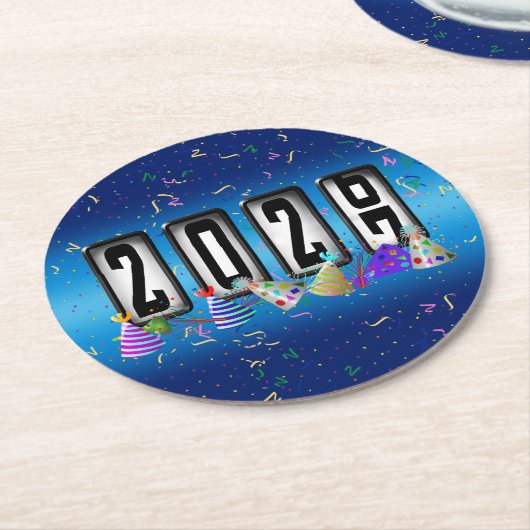 2027 Kilometerstand Neujahrsparty Runder Pappuntersetzer (Angewinkelt)