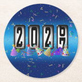 2027 Kilometerstand Neujahrsparty Runder Pappuntersetzer (Vorderseite)