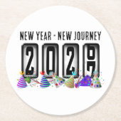 2027 Kilometerstand Neujahrsparty Runder Pappuntersetzer (Vorderseite)